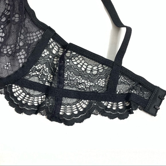 NWT Free People Black Bra Lace Plunge Size 32B - Picture 8 of 11